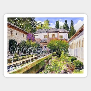 Patio De La Acequia, Generalife, Granada, Spain Sticker